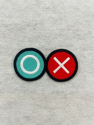 Squid Game Inspired  O X  Patch   Embroidered Iron-On Circle & Cross Symbol 