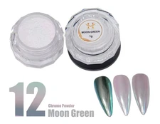 Hang Nail Product New Chrome Effects Powder Moony Green Jar #12