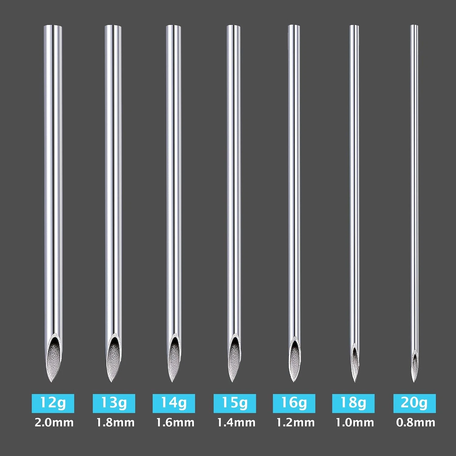 16G Body Piercing Needles,10Pcs  Sterile Disposable Stainless Steel Needles for image 3