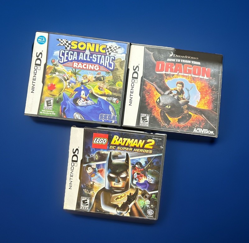 Nintendo DS Game Lot 3: Sonic & Sega All-Stars Racing, Dragons, LEGO Batman 2