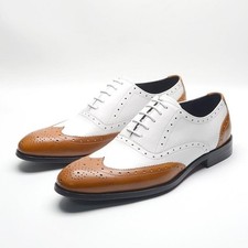Fashion Men's Leather Lace Up Brogue Business Wedding Formal Color Splice Shoes