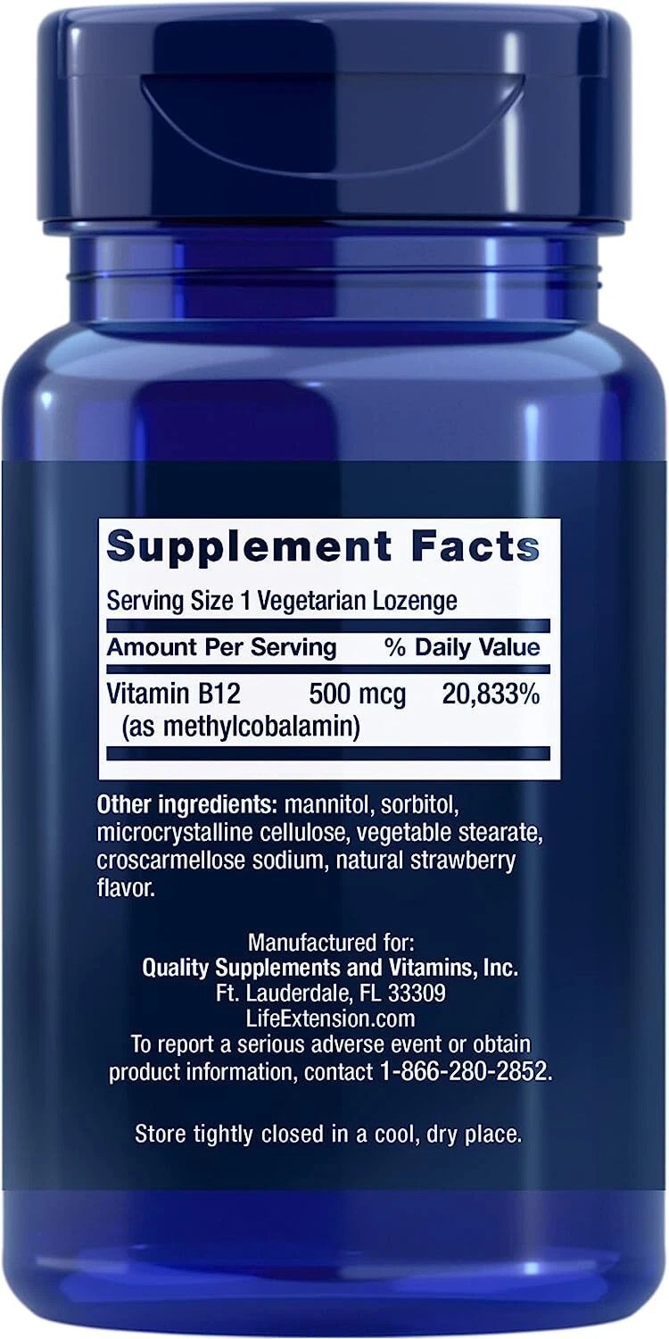 Life Extension Vitamin B12 Methylcobalamin 500mcg - 100 count
