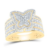 925 Vergoldet Original Diamant Klaster 3D Schmetterling Halo Cocktail Ring 1/2