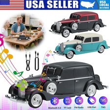 Retro Classic Car Bluetooth Replica Speaker Stereo Sound w/ LED Light USB/AUX/FM