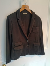 Whistles Blazer Jacket Womens UK 12 Black Fitted Knit Two Button Smart Casual