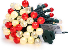Christmas Lights 19Ft 70 LED G15 Red and Warmwhite Globe String Light Plug in wi