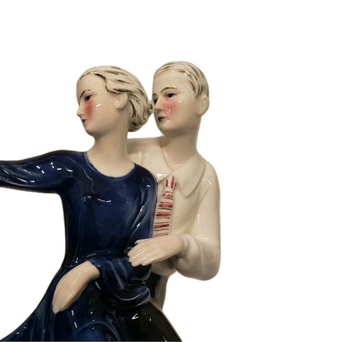 KATZHUTTE ART DECO PORCELAIN FIGURINE DANCING COUPLE C.1930'S GOLDSCHEIDER ERA - Picture 3 of 20