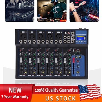 Portable 7-Channel Bluetooth Audio Mixer USB DJ Sound Mixing Console Board