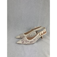 A New Day Womens Lace Slingback Kitten Heel Pumps Cream Bow Pointed Toe Size 9