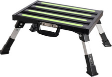 Aluminum RV Steps, 4-Level Adjustable Folding Step Stool with Non-Slip Rubber Fe