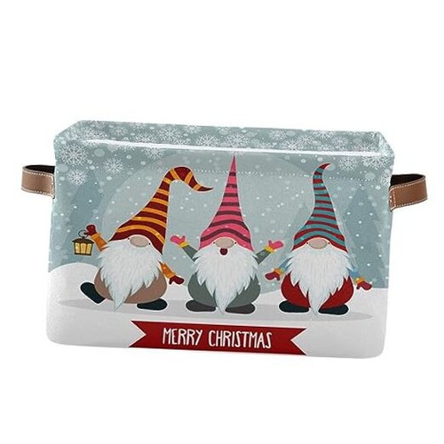 Large Storage Basket Christmas Gnomes Friends Foldable Storage Box Organizer