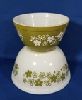Pyrex crazy daisy 401 402 mixing 1 1/2qt & 1 1/2 pt nesting bowl lot vintage