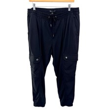 Banana Republic Black Cargo Jogger Pants Elastic Waist Drawstring Size L NWT