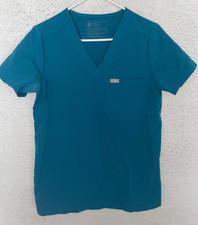 Figs Scrub Top Womens sz S Single Pocket PO 2133 Catarina Pacific Blue V-neck