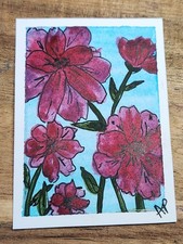 Floral ACEO Original Miniature Watercolor  Painting Limited Edition 6 Of 10