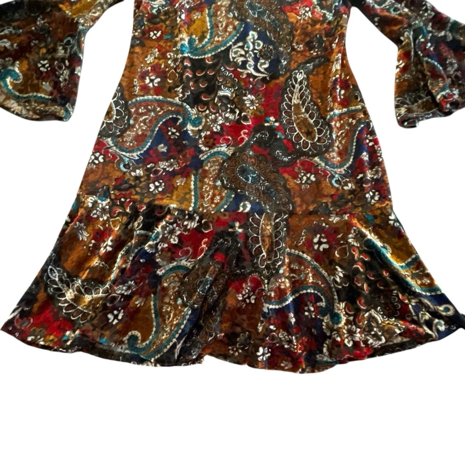 Vestido De Colección Años 90 Burnout Mujer M Negro Rojo Terciopelo Bruja Capricho Cachemira Elastizado Foto 4 de 4