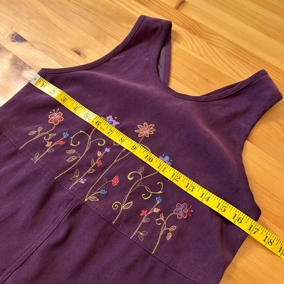Vestido Ciruela Mujer Petite S Caprichoso Hada Grunge Años 90 Boho Floral Bordado Foto 2 de 4