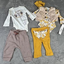Nicole Miller Disney Baby 0-3M Outfit Lot Set Mickey Fall Floral Pants Vest NWT