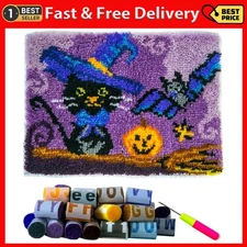 DLYTG Latch Hook Kits Rug Halloween Crochet Yarn Cushion Colour PrePrinted