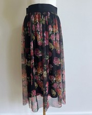 Floral Tulle Overlay Elastic Waist Midi NWOT Size XL Skirt Fairycore Whimsigoth