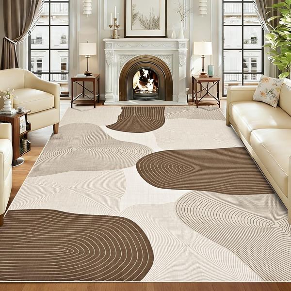 Wohnzimmer Teppich Rutschfest 120X170 Cm, Pflegeleicht, Kurzflor, Geometrisch-image
