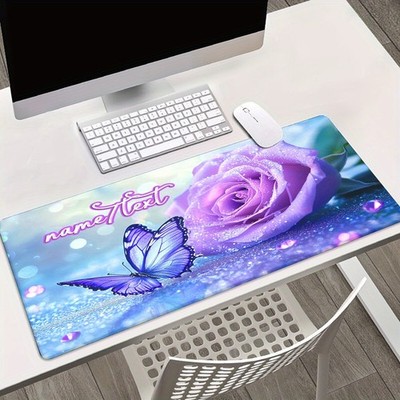 40*90cm1pc Personalized NameText XXL Large Mouse Pad - Custom Text, Purple Rose