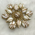 Vintage White Milk Glass Cabochons Gold-tone Accents Signed Ledo Brooch Pin
