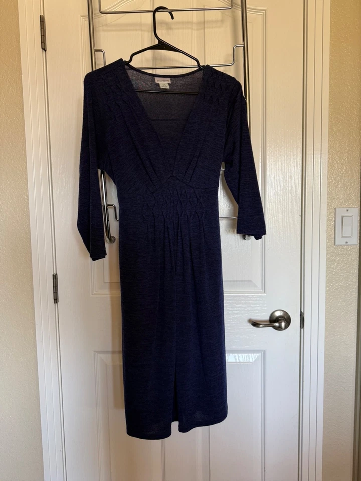 Motherhood Maternity Dress Size S Navy Blue Tie-Waist Stretch NWT - Image 2 of 3