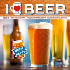 I Love Beer | 2026 12x24" (Hanging) Square Wall Calendar | Plastic-Free