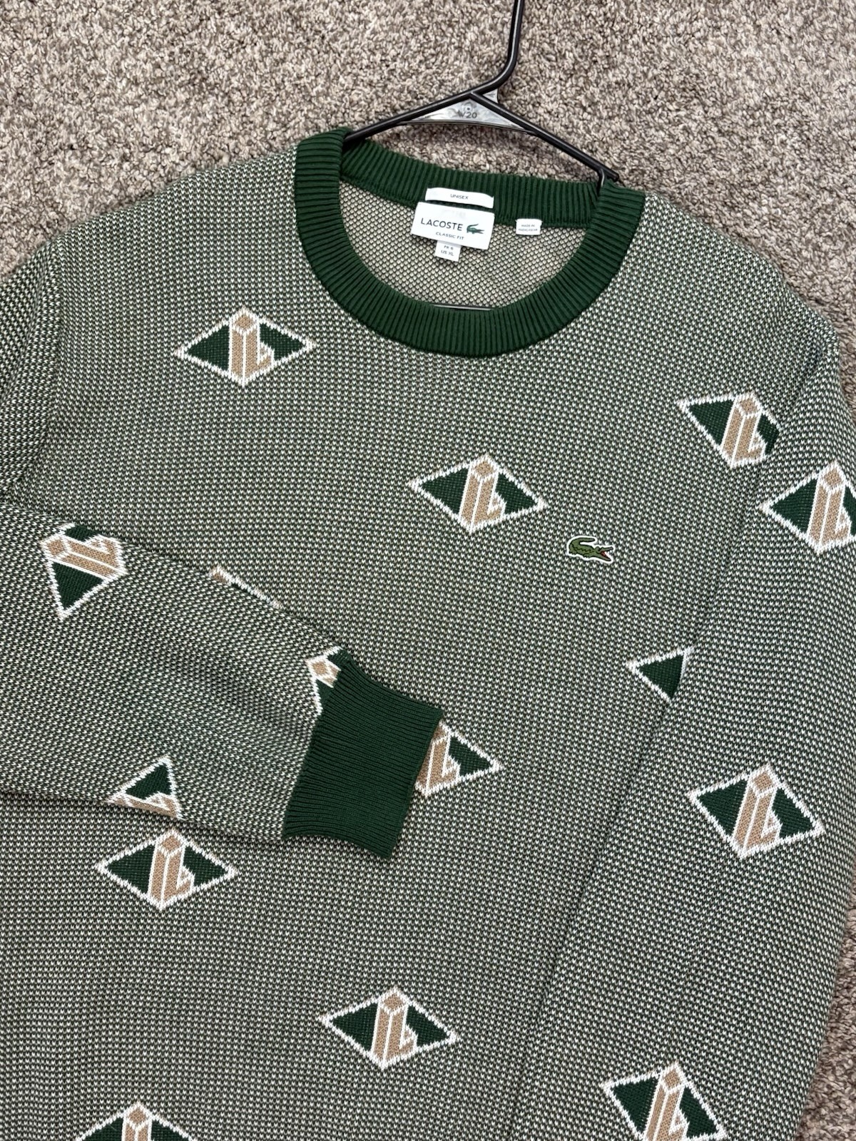 Lacoste Classic Monogram Pattern Cotton-Blend Gre… - image 5