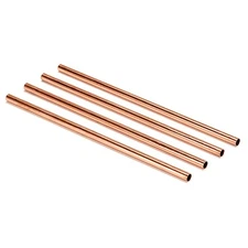 Reusable 100% Copper Drinking Straws 8" – Set of 4 – Solid Metal Cocktail Straws