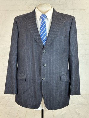 Milano Oro Loro Piana Men's Navy Blue Striped Super 100s Wool Suit 46R 39X31