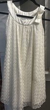 Us Angels, 100 Polyester Sleeveless Ivory Dress Girls Size 7, Eyelet, EUC