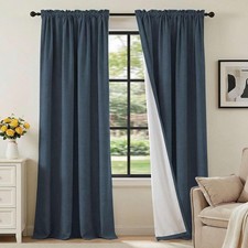 Linen Look 100 Blackout Curtains 84 Inches Long for Bedroom Full Light Blocking