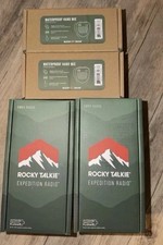 Brand New RockyTalkie Expedition Radio Kit 2 Radios and 2 Hand Mics -Sage Green