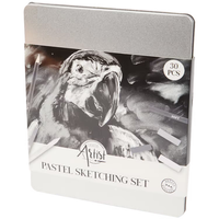 30-Teiliges Skizzier-Set – Graphit,Kreide & ZubehöR – Zeichen-Set Im Metall-Etui