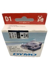 DYMO 45013 D1 Label Cassette Black Letters White 12mm 1/2  x 23  NIB NEW Genuine