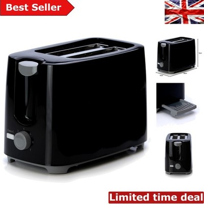 Luxus 2-Scheiben-Toaster - 750 W schwarze Oberfläche mit Bräunungssteuerung & Krümelschublade