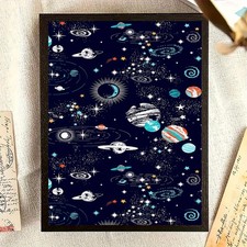 Framed Canvas Dark Space Planet Star Galaxy Kids Outer Space Decor