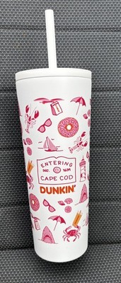BRAND NEW~Dunkin  Donuts Cape Cod Stainless steel TUMBLER~ white/pink Crab