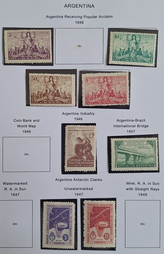 RARE 1946- Argentina lot of postage stamps & Souvenir Sheet Mint - Bild 2 von 13