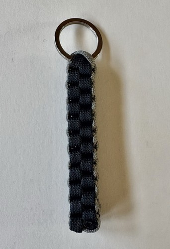 Paracord Woven Braided Crown Sinnet Keychain Black/Grey Silver Key ring - Picture 3 of 8