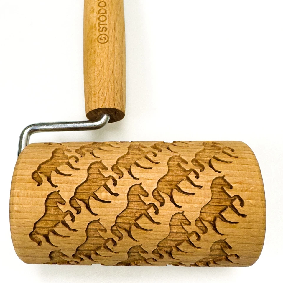 Stodola Engraved Mini Rolling Pin with HORSE Pattern - Image 3 of 3