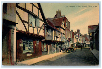 1908 Old Houses Friar Street Worcester England Posted Antique Postcard