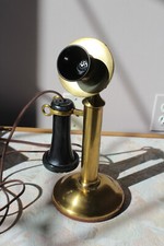Vintage Western Electric BRASS CANDLESTICK TELEPHONE 40AL w/Touchpad Box WORKS!