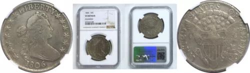 1806 50C Draped Bust Half Dollar Point 6 No Stem NGC VF Detail