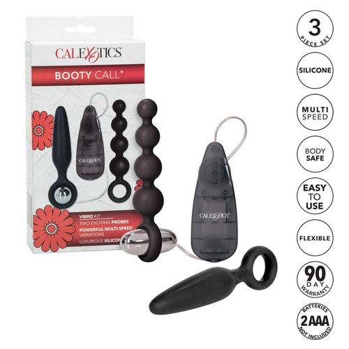Cal Exotics Booty Call Vibro Kit Black Silicone Anal Probe Plug and Bullet Vibe - Picture 2 of 19