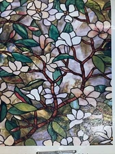 NEW Artscape 24 x 36 “Magnolia”Stained Glass Privacy Static Cling WINDOW FILM