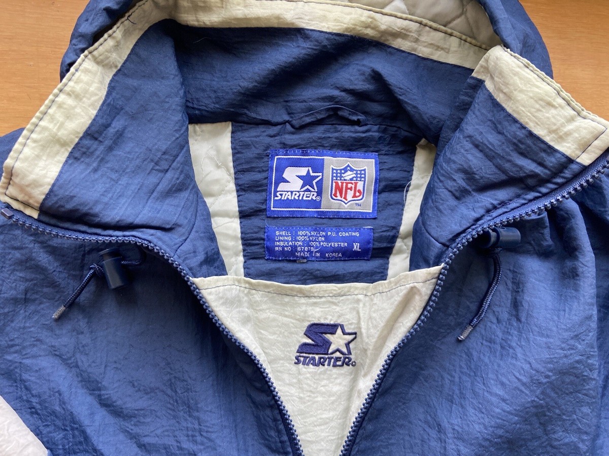 DALLAS COWBOYS NFL FOOTBALL 1/4 HOODED ANORAK JACKET STARTER sz XL