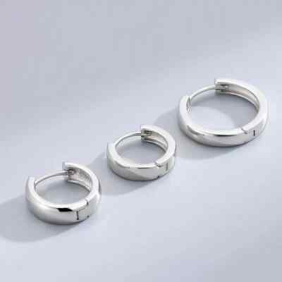 Massive 925 Sterling Silber Huggie Creolen Herren oder Damen - 12,5 mm 14 mm 17,5 mm
